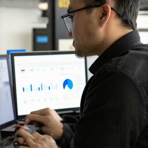 Business owner studying local SEO analytics with a focus on future trends.