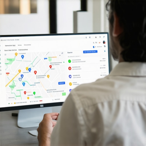 Business owner reviewing local SEO analytics on a computer