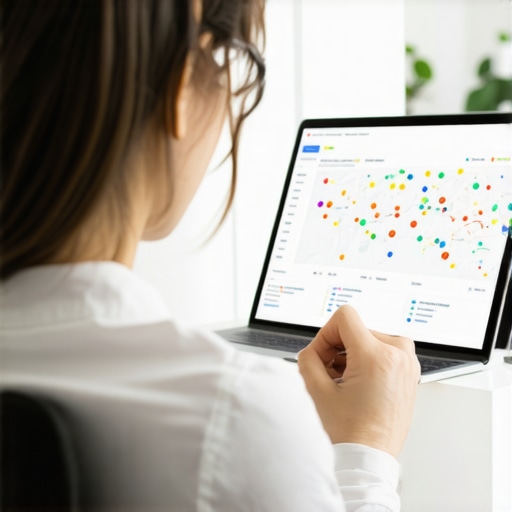 Digital marketer analyzing Google Maps rankings with charts
