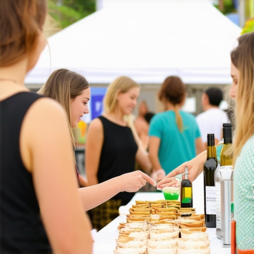 Business owners participating in a local community event, connecting with residents.