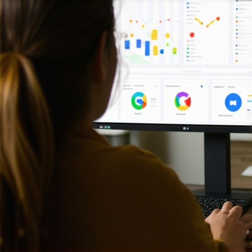 Person reviewing Google My Business insights and analytics dashboards on a computer.