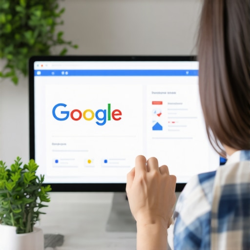 A person optimizing a Google My Business profile on a laptop.