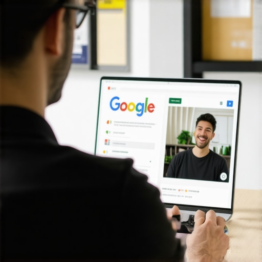Business owner editing GMB profile on computer
