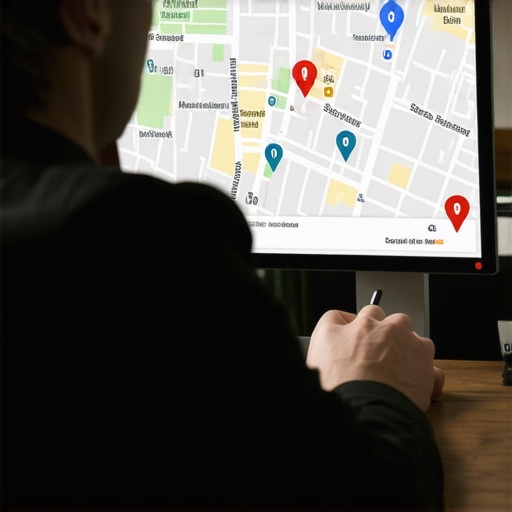 SEO professional reviewing local Google Maps analytics on a computer.