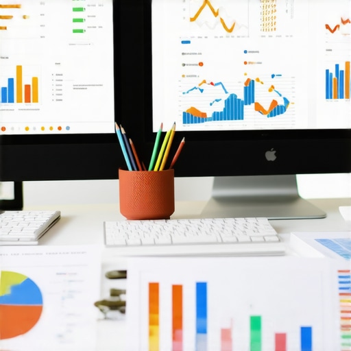 Business owner analyzing local SEO data on a computer for GMB optimization.