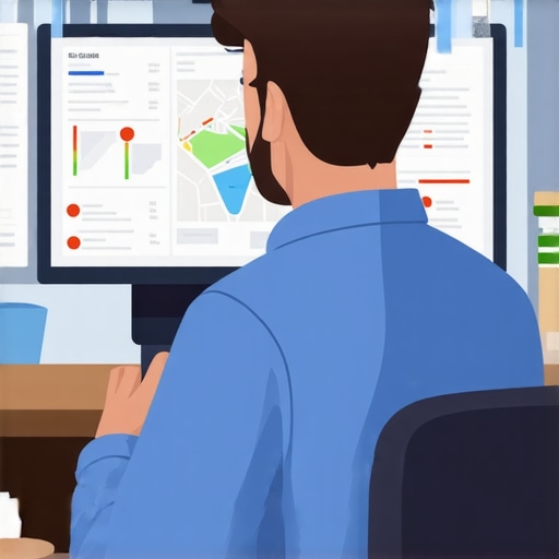 Digital marketer reviewing local SEO analytics on a computer screen