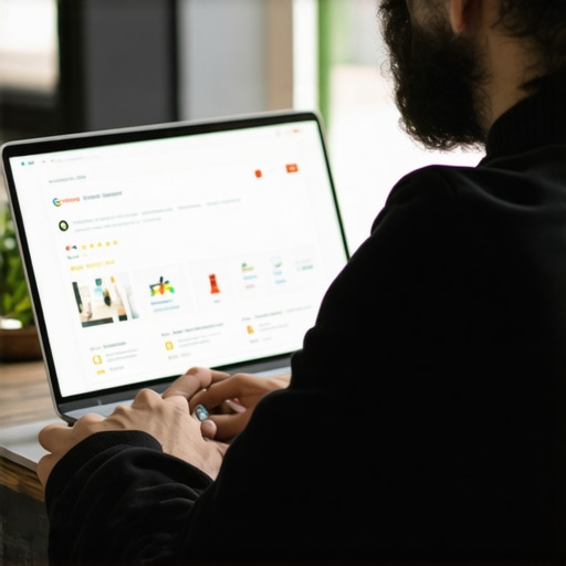 Managing Google Business Profile for Local Visibility A person reviewing and responding to Google Business Profile reviews on a laptop in a modern office setting.