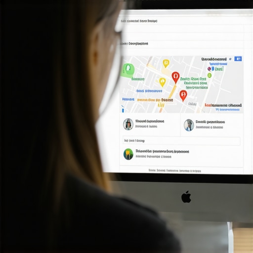 Person analyzing and updating a local business profile on Google Maps with focus on SEO strategies.