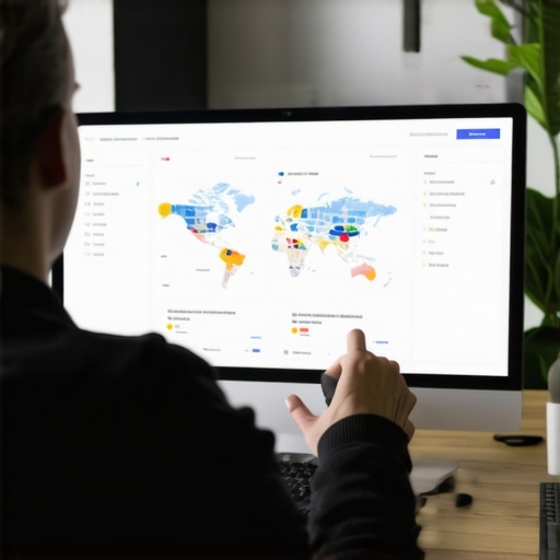 Analyzing Local SEO Metrics for Visibility Digital marketing professional reviewing local SEO data on a monitor.