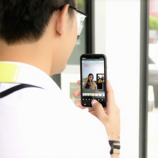 Business owner live streaming front of storefront for local visibility