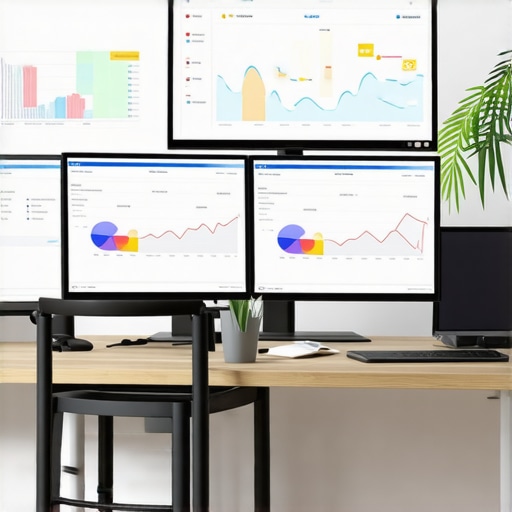 A modern desk setup with screens displaying local SEO and ranking data.