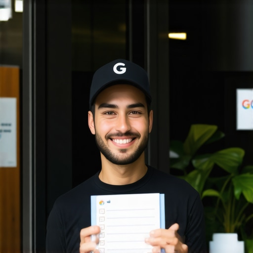 A person verifying their online business profile with a checklist to ensure authenticity and prevent flags.