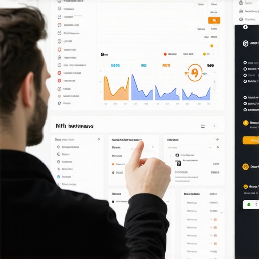 Person monitoring location sensor data on a digital dashboard, illustrating tools for maintaining local map visibility.