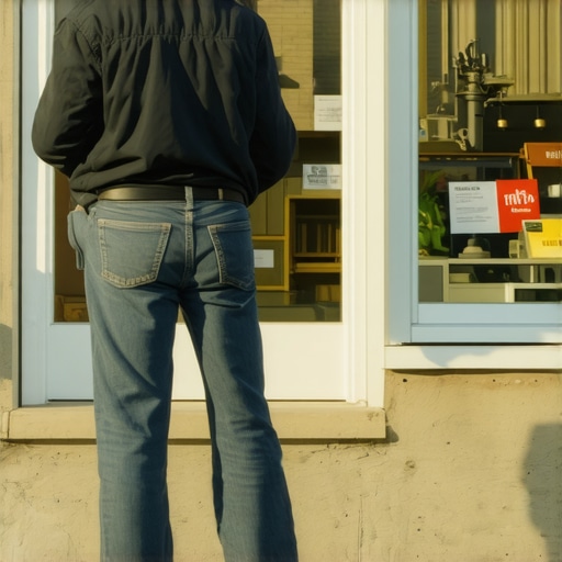 Monitoring Local Foot Traffic for Better Visibility A business owner reviewing foot traffic data using a sensor at their storefront