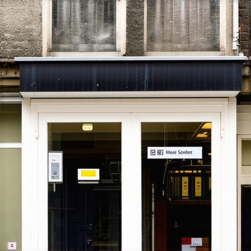 A modern storefront equipped with sensors and GPS devices for proving real-world authenticity