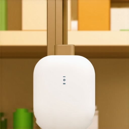 Retail storefront with Bluetooth beacon device illustrating signal placement.